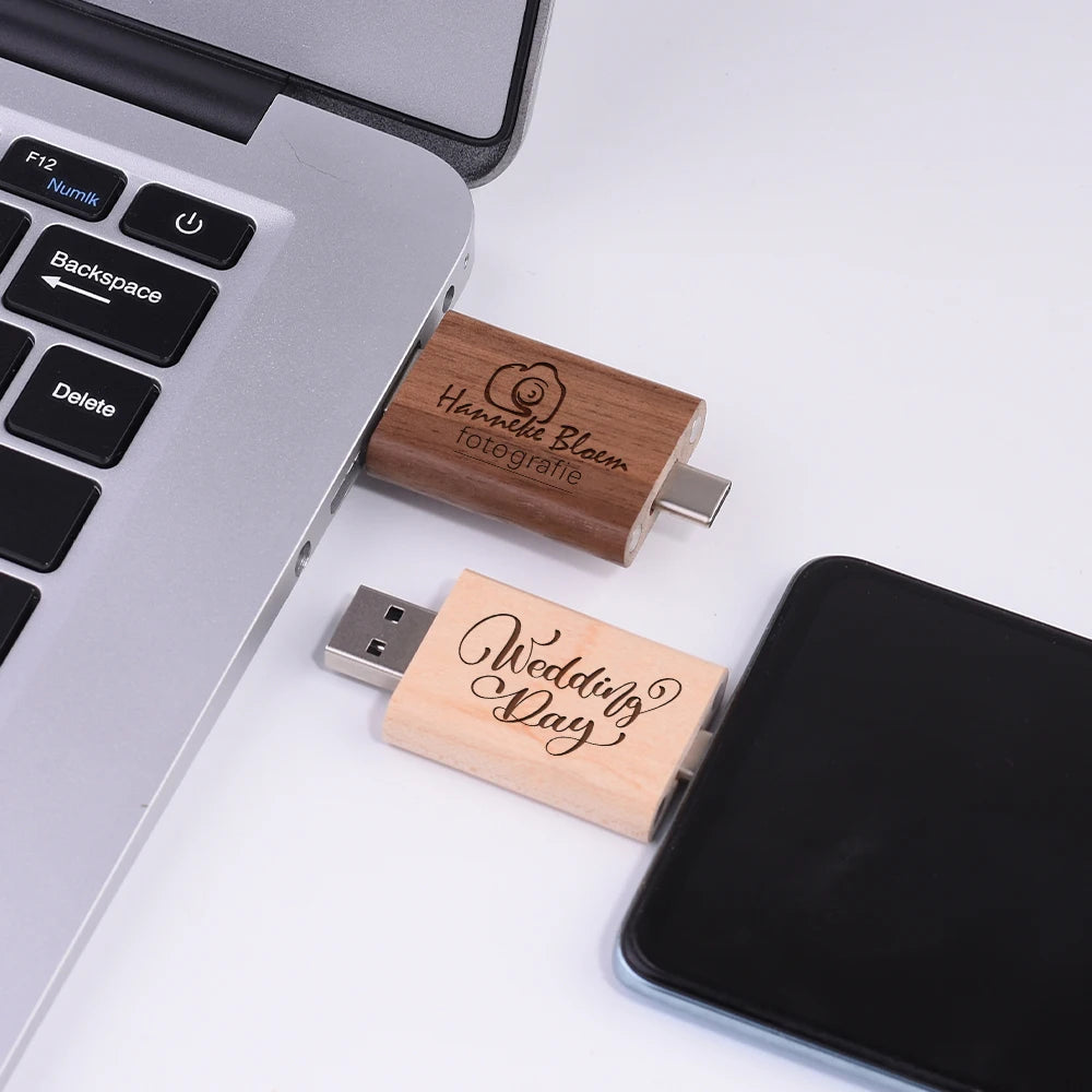 🔑 Clé USB-C 3.0 – Bois Naturel & Haute Vitesse