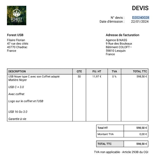 Devis numéro D20240028