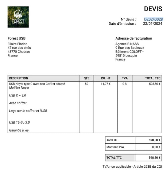 Devis numéro D20240028