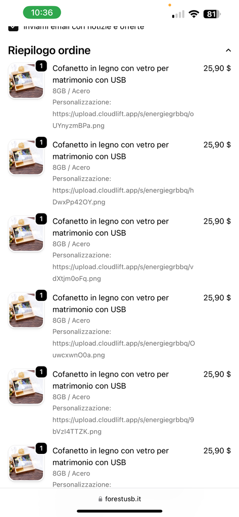 Cofanetto in legno con USB personalizzato