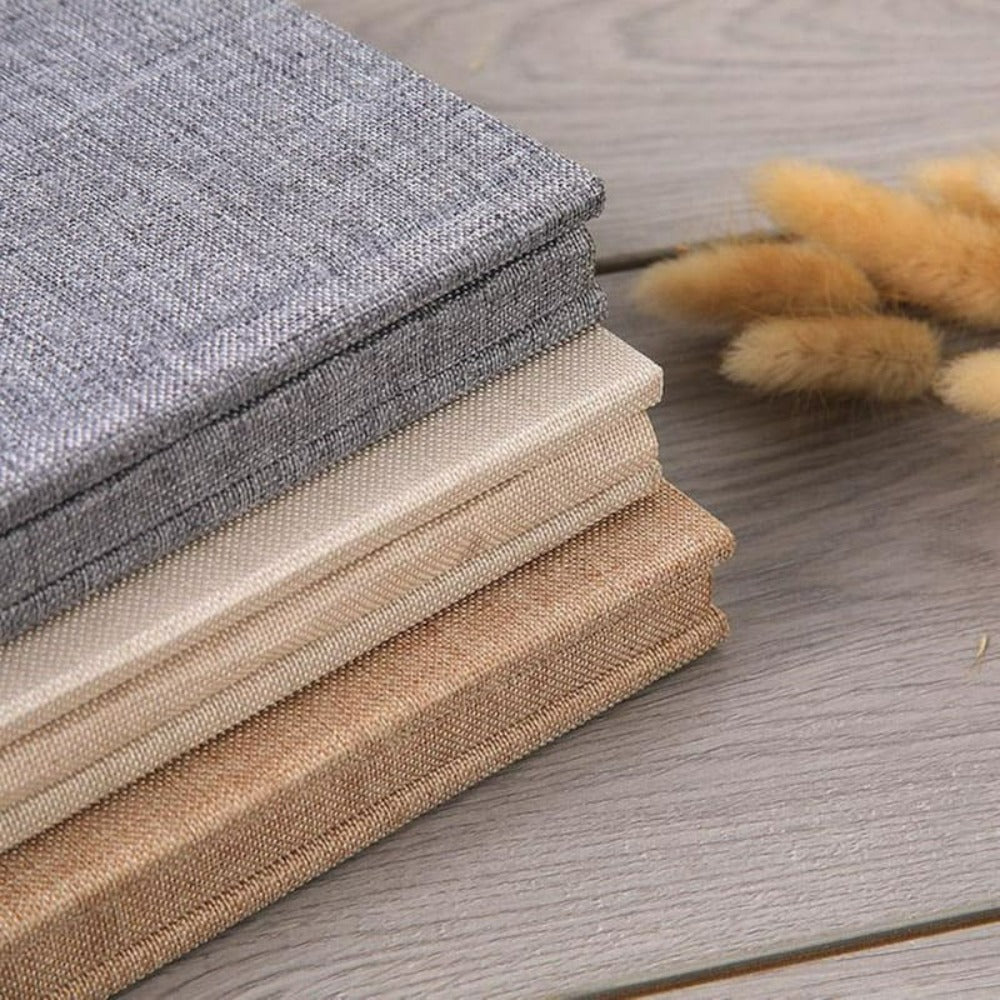 album en lin beige gris bleu mariage 