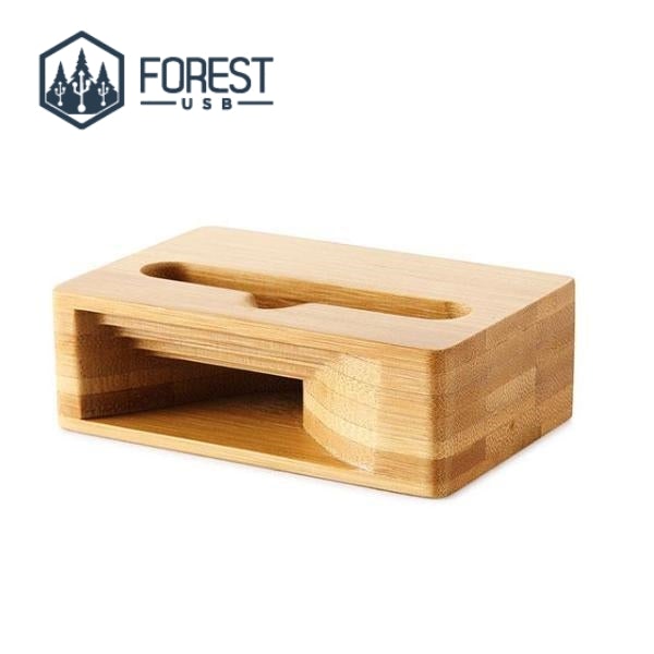 Radio-réveil numérique en bois de bambou noir – Forest USB®
