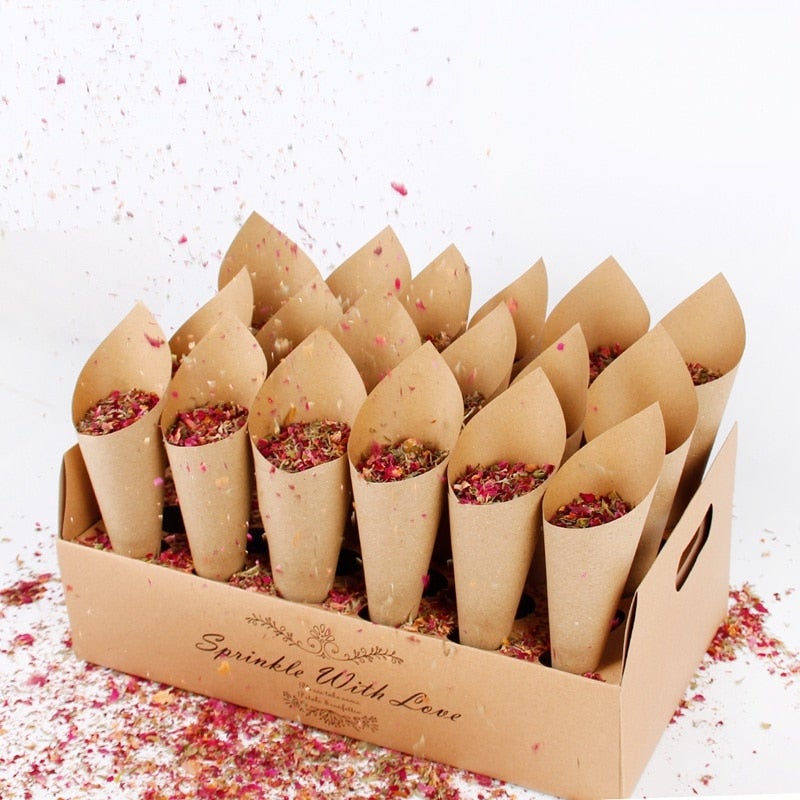 Boîte de support de cône de confettis de mariage en papier kraft,  décoration de mariage rustique, ensemble de cônes, approvisionnement