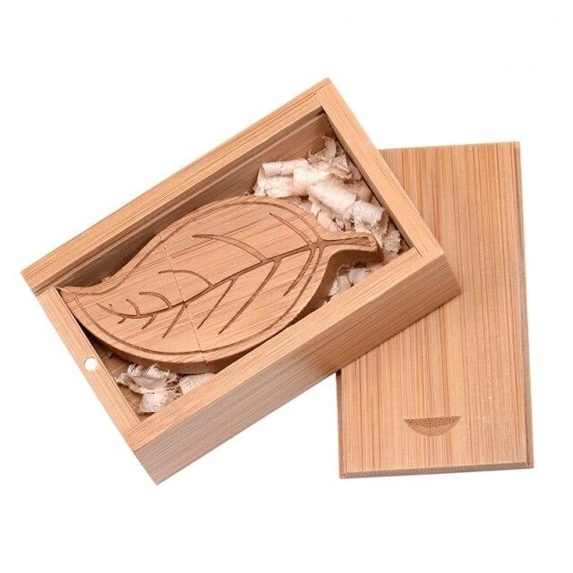 Feuille USB en bois 3.0 - 4 Go / Bambou avec Coffret