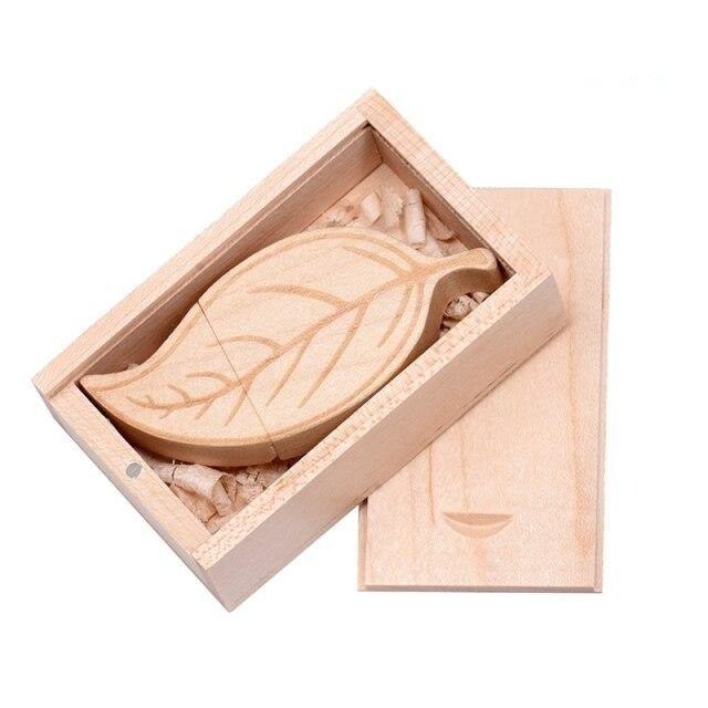 Feuille USB en bois 3.0 - 4 Go / Erable avec Coffret