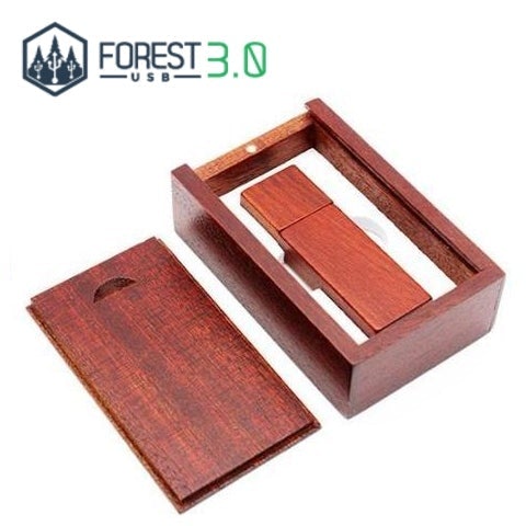 Premium USB 3.0 Teinte Acajou avec Boite - Forest USB®