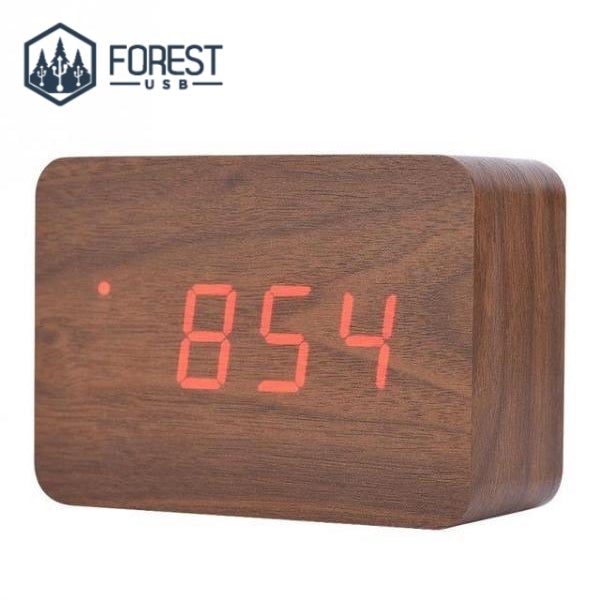 Radio-réveil numérique en noyer - Forest USB®