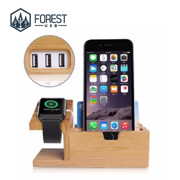 Station de charge en bois pour Apple Watch et iPhone